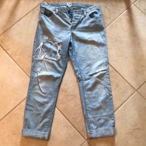 ASOS Light-wash Ripped Boyfriend Jeans